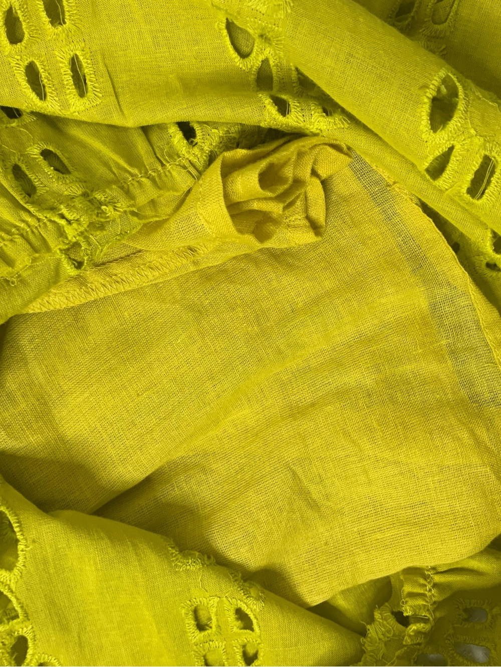 Nation AK Outfits Cotton Yellow Green Eyelet Button-Front Midi Skirt large - Picture 5 of 6